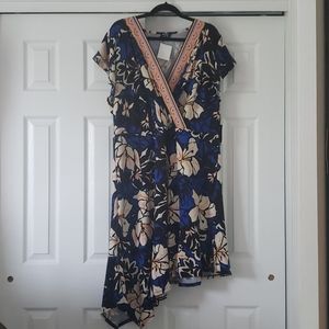 Black/Blue floral dress with ruffle hem